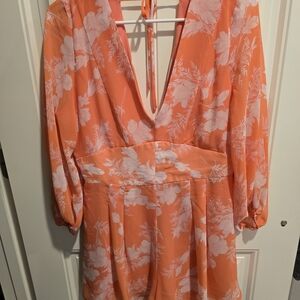 miami Orange Floral V-Neck Romper